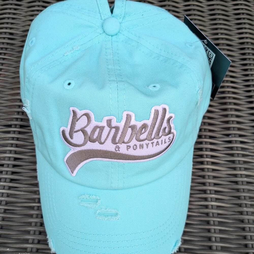 Barbells And Ponytails Distressed "Logo" Ponytails Hat NEW